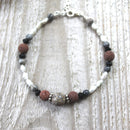 Perlenarmband mit Jaspis und Lava in braun