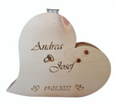 Zirbenherz Vase Wunschgravur Hochzeit