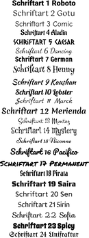 verschiedene Schriftarten